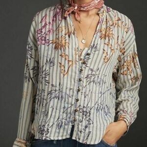 Anthropologie Pilcro The Tavi Ruffled Button Down Shirt